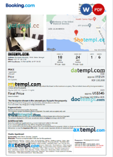 editable template, Senegal hotel booking confirmation Word and PDF template, 2 pages