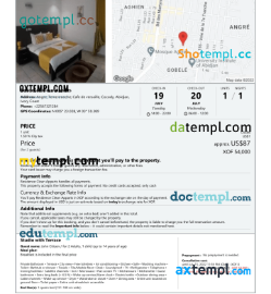 editable template, Côte d'Ivoire hotel booking confirmation Word and PDF template, 2 pages