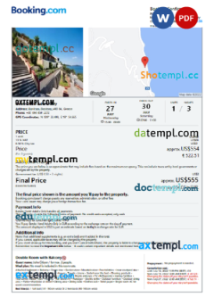 editable template, Greece hotel booking confirmation Word and PDF template, 2 pages