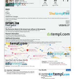 editable template, Libya hotel booking confirmation Word and PDF template, 2 pages