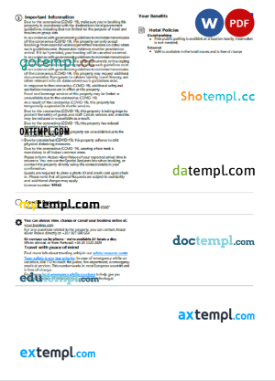 editable template, Portugal hotel booking confirmation Word and PDF template, 2 pages - Image 2