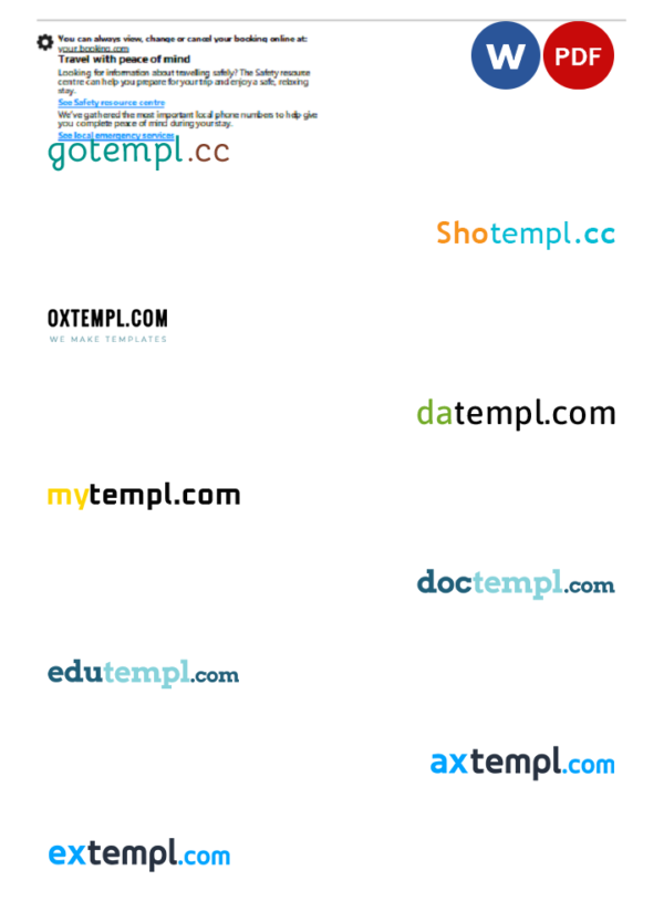 editable template, Russia hotel booking confirmation Word and PDF template, 2 pages - Image 2