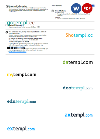 editable template, Cameroon hotel booking confirmation Word and PDF template, 2 pages - Image 2