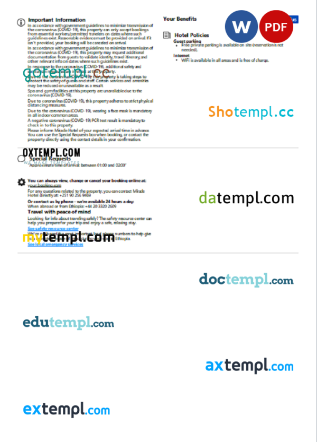 editable template, Ethiopia hotel booking confirmation Word and PDF template, 2 pages - Image 2