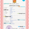 editable template, Andorra vital record birth certificate PSD template