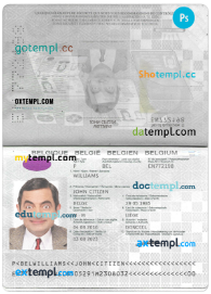 editable template, BELGIUM passport PSD template, with fonts, version 2