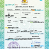 editable template, Barbados vital record birth certificate PSD template, completely editable