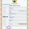 editable template, Ghana vital record death certificate PSD template, completely editable