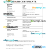 editable template, Indonesia vital record death certificate Word and PDF template