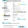 editable template, Israel death certificate Word and PDF template, completely editable