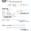 editable template, Kiribati vital record death certificate Word and PDF template