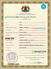 Lesotho vital record death certificate PSD template