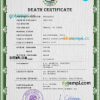 editable template, Mexico death certificate PSD template, completely editable