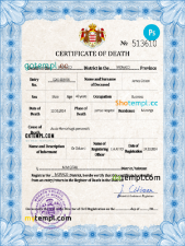 Monaco vital record death certificate PSD template