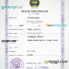 editable template, Mongolia death certificate PSD template, completely editable
