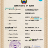 editable template, North Macedonia vital record death certificate PSD template