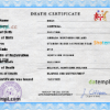 editable template, Northern Ireland death certificate PSD template, completely editable