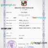 editable template, Panama vital record death certificate PSD template, fully editable
