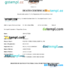 editable template, Papua New Guinea vital record death certificate Word and PDF template