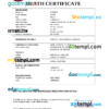 editable template, Qatar vital record death certificate Word and PDF template