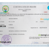 editable template, Rwanda vital record death certificate PSD template, fully editable