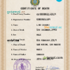 editable template, Samoa vital record death certificate PSD template, fully editable