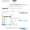 editable template, Seychelles vital record death certificate Word and PDF template
