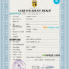 editable template, Tunisia vital record death certificate PSD template, fully editable