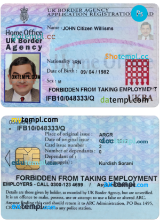 UNITED KINGDOM border agency application registration card PSD template