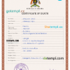 editable template, Uganda vital record death certificate PSD template, fully editable