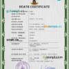 editable template, Vanuatu vital record death certificate PSD template, completely editable