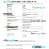 editable template, Vanuatu death certificate Word and PDF template, completely editable