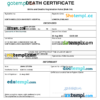 editable template, United Kingdom vital record death certificate Word and PDF template