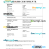 editable template, Tuvalu vital record death certificate Word and PDF template