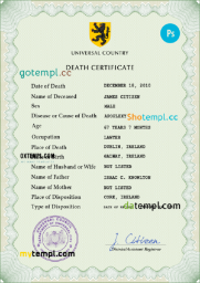 # redux vital record death certificate universal PSD template