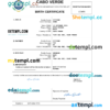 editable template, Cabo Verde vital record birth certificate Word and PDF template, completely editable