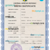 editable template, Central African Republic birth certificate PSD template, completely editable
