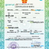 editable template, China vital record birth certificate PSD template, completely editable