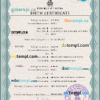 editable template, India vital record birth certificate PSD template