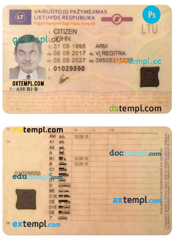 LITHUANIA (Litva) driver license PSD template