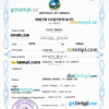 editable template, Liberia vital record birth certificate PSD template, completely editable