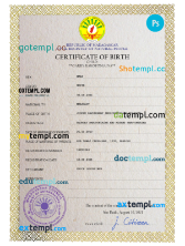 editable template, Madagascar birth certificate PSD template, completely editable
