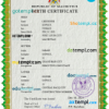 editable template, Mauritius vital record birth certificate PSD template
