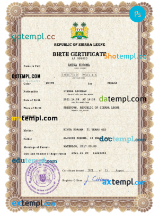 editable template, Sierra Leone vital record birth certificate PSD template, fully editable