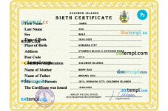 editable template, Solomon vital record birth certificate PSD template, fully editable