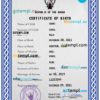 editable template, Sudan vital record birth certificate PSD template