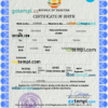 editable template, Tajikistan vital record birth certificate PSD template