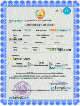 editable template, Tajikistan vital record birth certificate PSD template