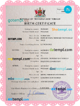 editable template, Trinidad and Tobago vital record birth certificate PSD template, fully editable