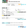 editable template, Zambia vital record death certificate Word and PDF template